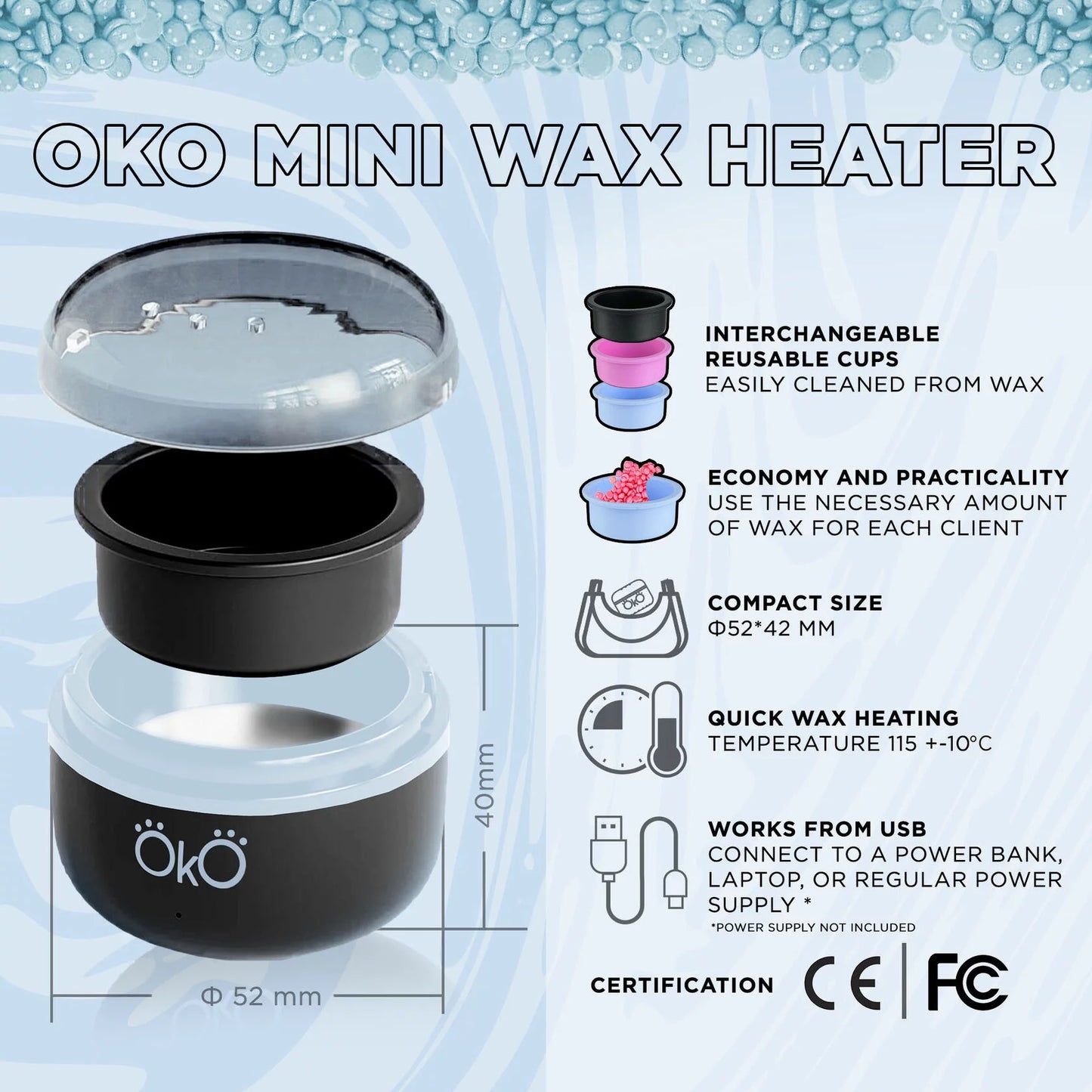 OkO Mini Wax Heater Black