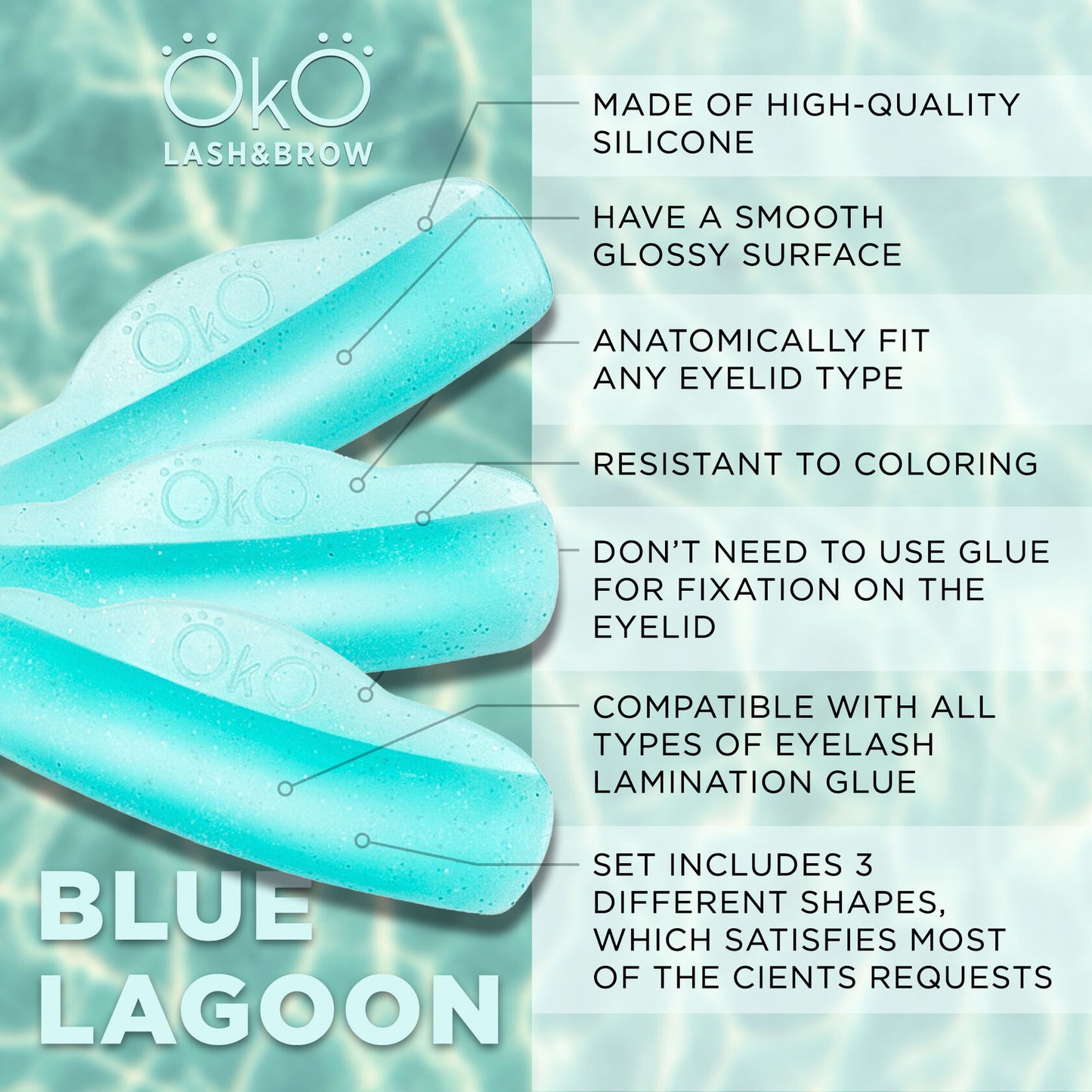 OkO Lash Lifting Pads Blue Lagoon, 3 pairs